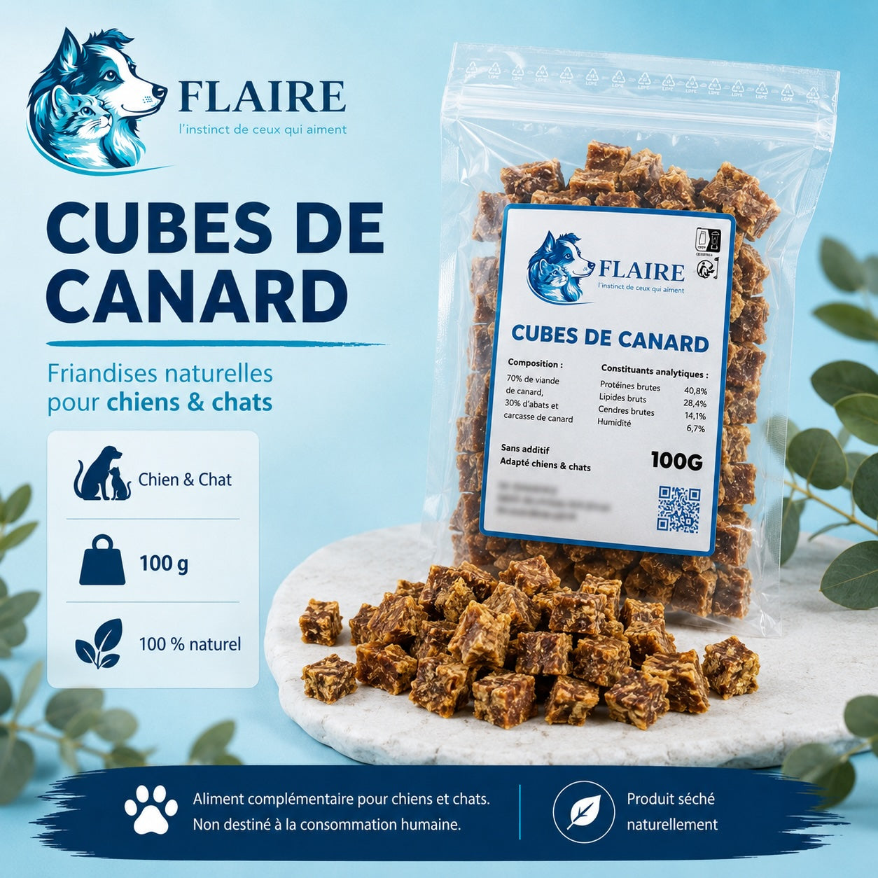 Cubes de canard naturels
