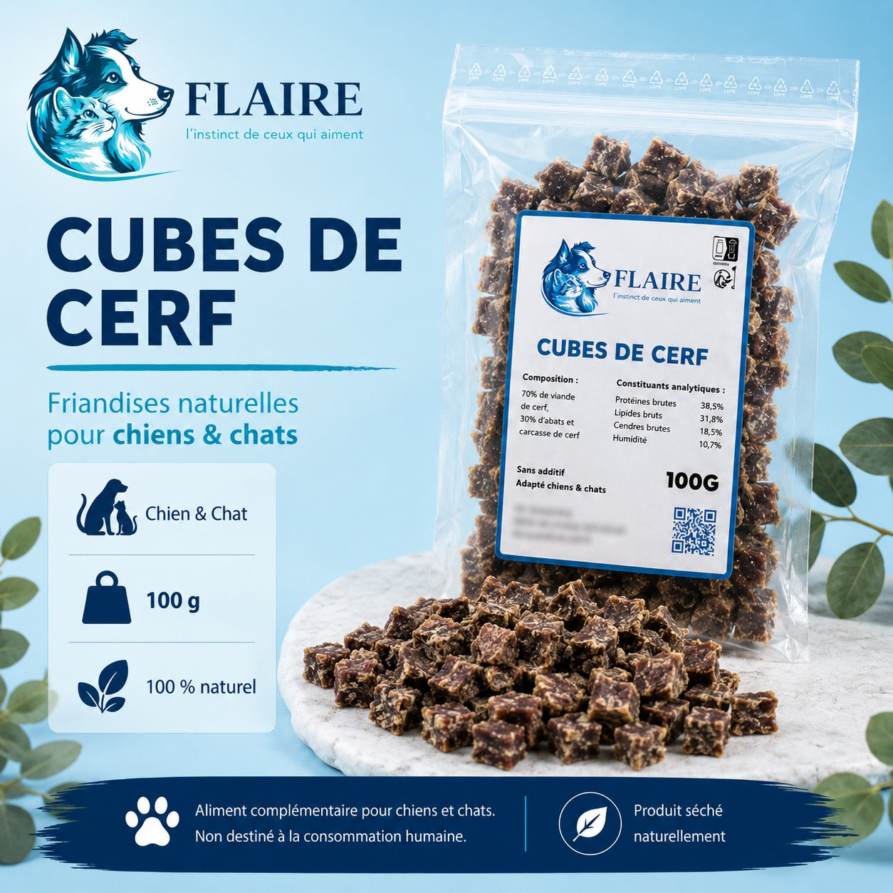 Cubes de cerf naturels