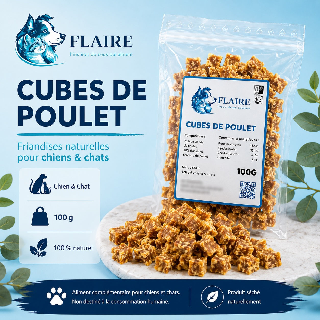 Cubes de poulet naturels