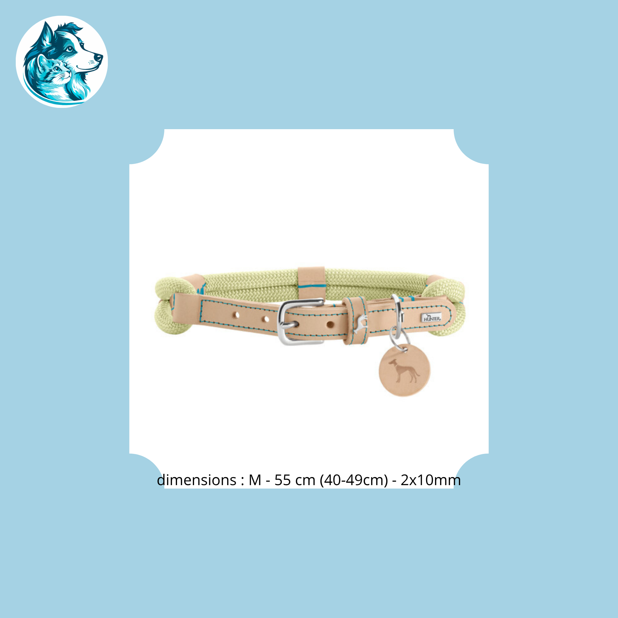 NORI Menthe – Collier Corde & Cuir Premium