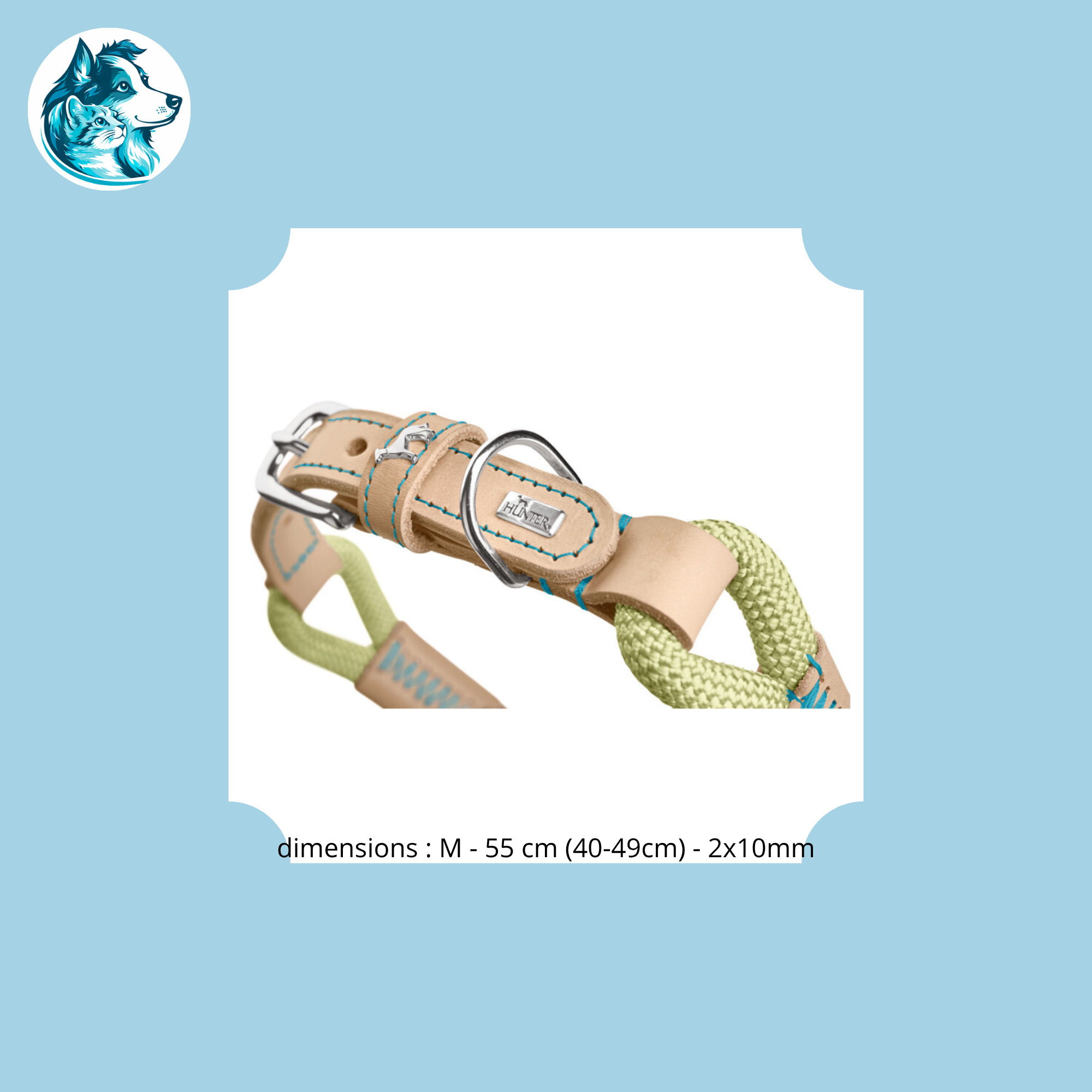 NORI Menthe – Collier Corde & Cuir Premium