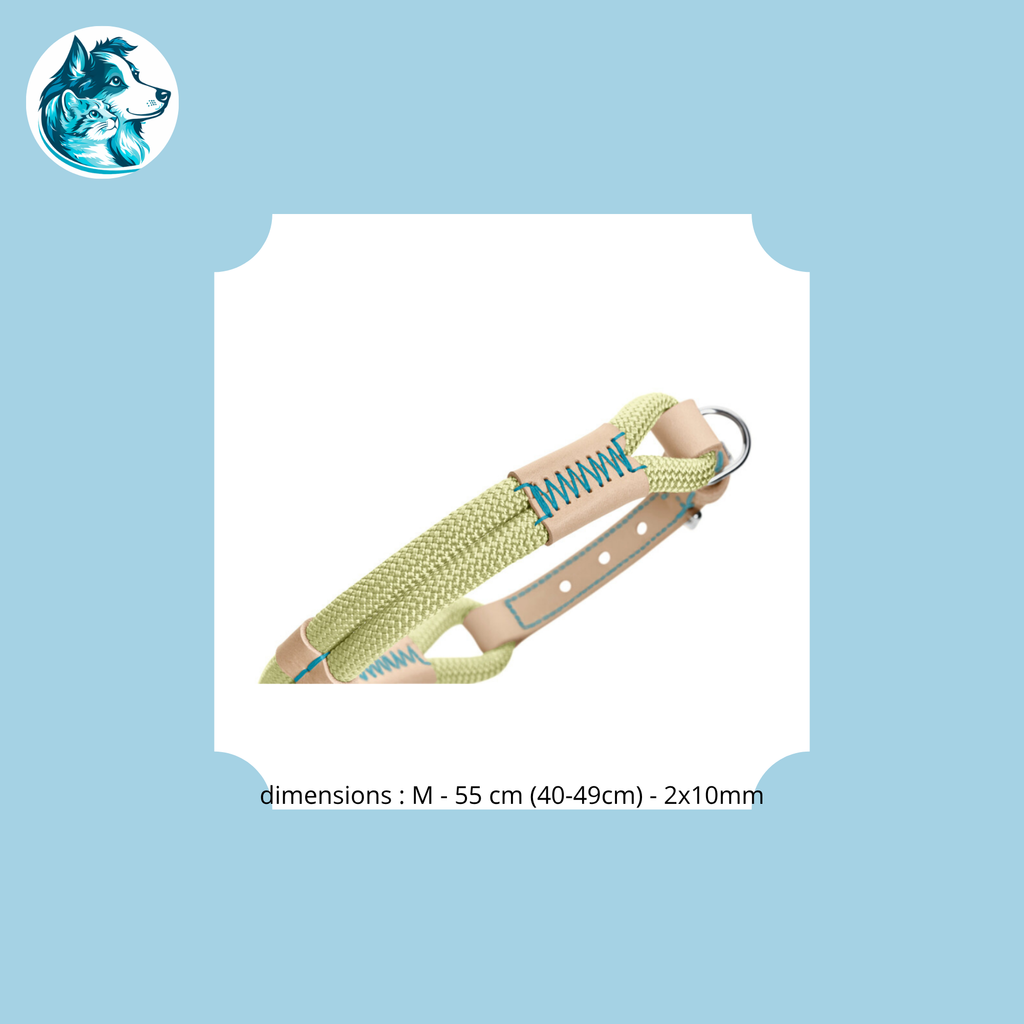 NORI Menthe – Collier Corde & Cuir Premium