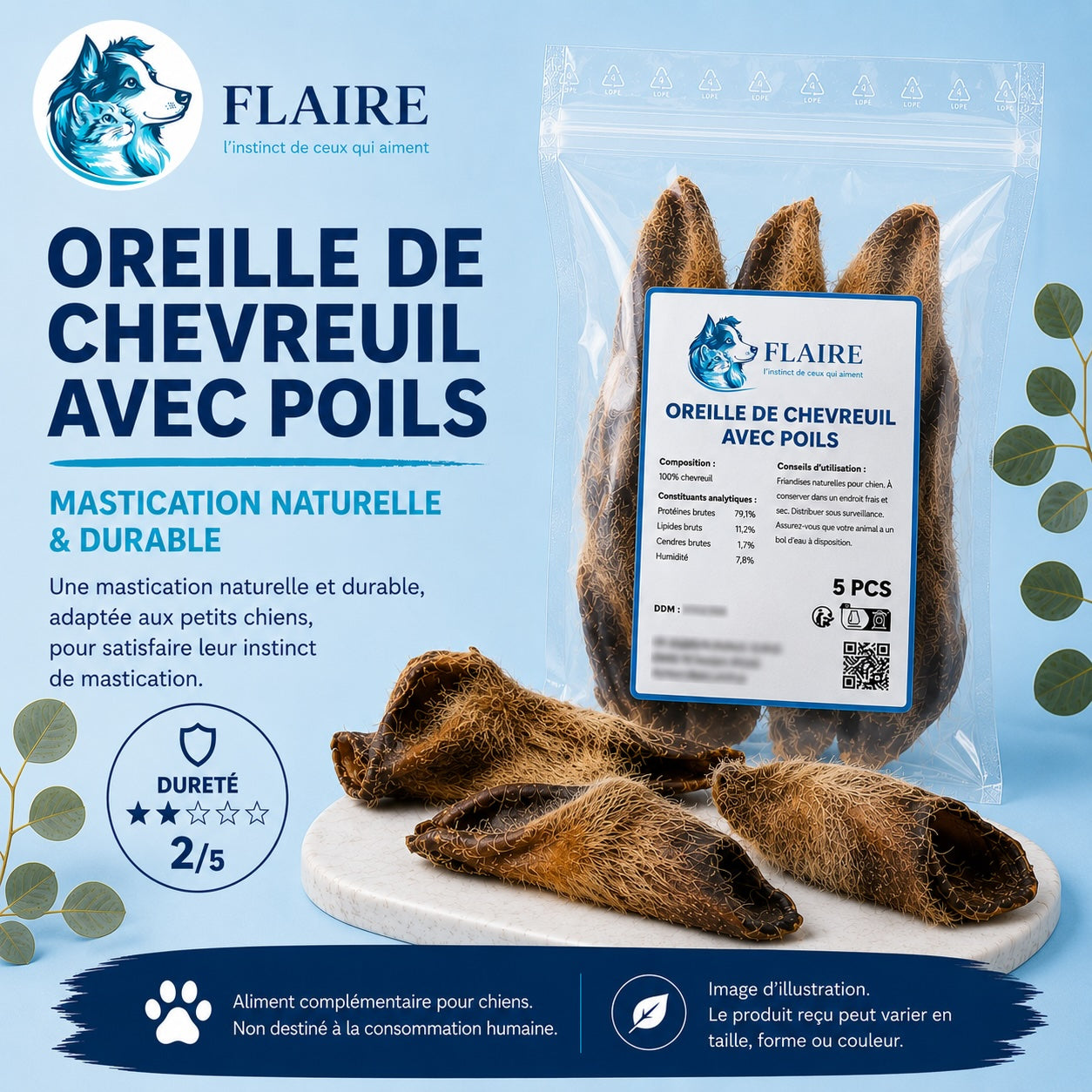 Oreille de chevreuil (avec poils)