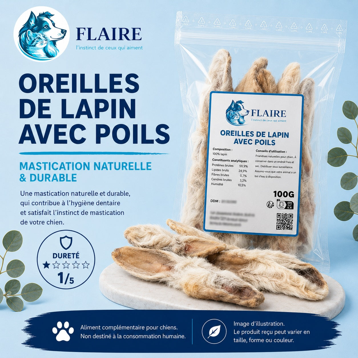 Oreille de lapin (avec poils)