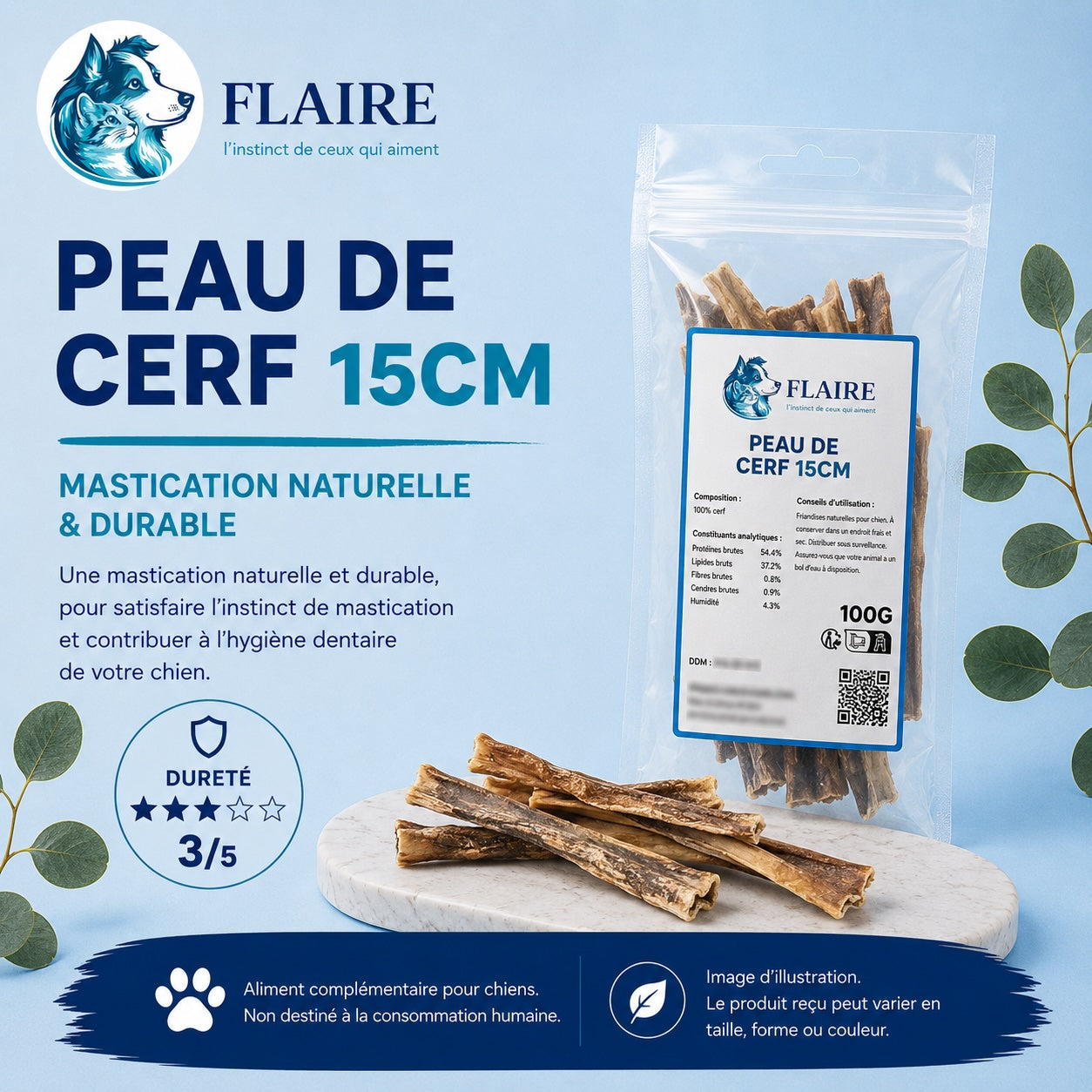 Peau de Cerf naturelle - 15cm