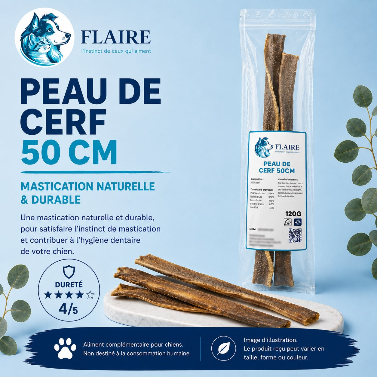 Peau de Cerf naturelle - 50cm