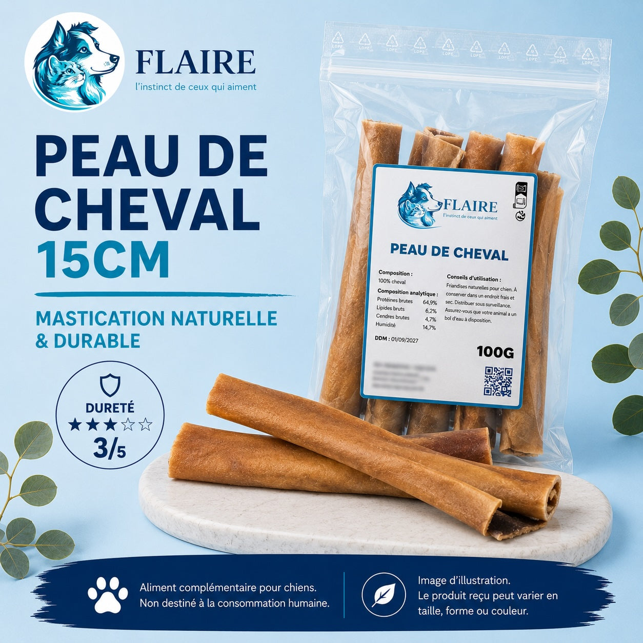 Peau de cheval naturelle  - 15cm