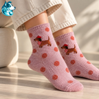 Chaussettes teckel à paillettes rose clair portées – FLAIRE