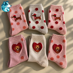 Collection de chaussettes teckel à paillettes en rose et écru – FLAIRE